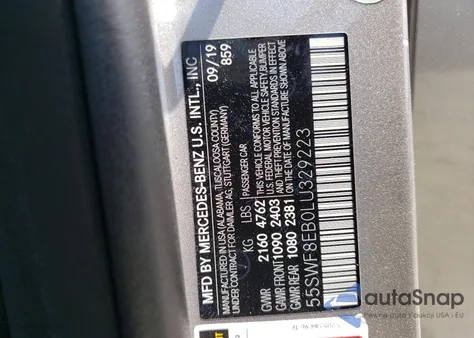 2020 Mercedes-Benz C 300 4Matic from USA, damaged, VIN 55SWF8EB0LU329223